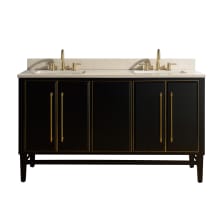 Mason 61" Free Standing Double Basin Vanity Set with Wood Cabinet and Marble Vanity Top