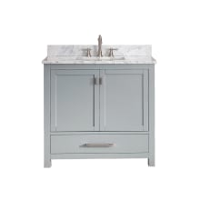 Modero 37" Free Standing Single Basin Vanity Set with Wood Cabinet and Stone Vanity Top
