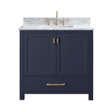 Modero 37" Free Standing Single Basin Vanity Set with Wood Cabinet and Marble Vanity Top