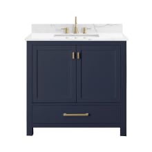 Modero 37" Free Standing Single Basin Vanity Set with Cabinet and Engineered Stone Vanity Top