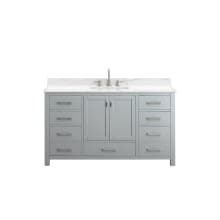 Modero 61" Free Standing Single Basin Vanity Set with Cabinet and Engineered Stone Vanity Top