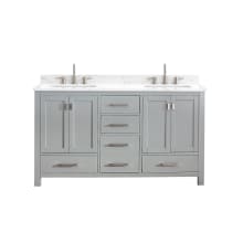 Modero 61" Free Standing Double Basin Vanity Set with Cabinet and Engineered Stone Vanity Top
