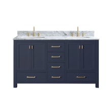 Modero 61" Free Standing Double Basin Vanity Set with Wood Cabinet and Marble Vanity Top