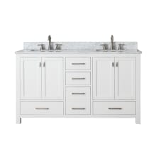 Modero 61" Free Standing Double Basin Vanity Set with Wood Cabinet and Stone Vanity Top