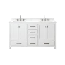 Modero 61" Free Standing Double Basin Vanity Set with Cabinet and Engineered Stone Vanity Top