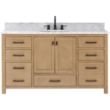 Modero 61" Free Standing Single Basin Vanity Set with Cabinet and Marble Vanity Top