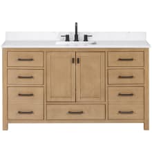 Modero 61" Free Standing Single Basin Vanity Set with Cabinet and Engineered Stone Vanity Top
