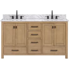 Modero 61" Free Standing Double Basin Vanity Set with Cabinet and Marble Vanity Top