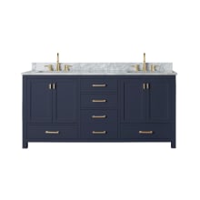 Modero 73" Free Standing Double Basin Vanity Set with Wood Cabinet and Marble Vanity Top
