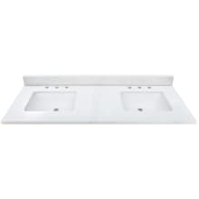 61" Quartz Vanity Top with Undermount Rectangular Sinks and Backsplash