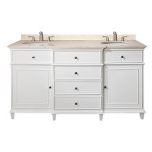 Windsor 60" Free Standing Double Basin Vanity Set with Cabinet and Marble Vanity Top