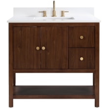 Zoe 37" Free Standing Single Basin Vanity Set with Cabinet and Quartz Vanity Top