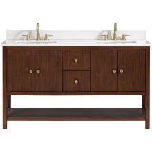 Zoe 61" Free Standing Double Basin Vanity Set with Cabinet and Quartz Vanity Top