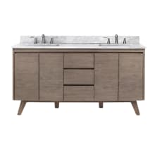 Coventry 61" Free Standing Double Basin Vanity Set with Wood Cabinet and Marble Vanity Top