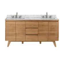 Coventry 61" Free Standing Double Basin Vanity Set with Wood Cabinet and Marble Vanity Top