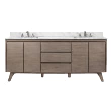 Coventry 73" Free Standing Double Basin Vanity Set with Wood Cabinet and Marble Vanity Top