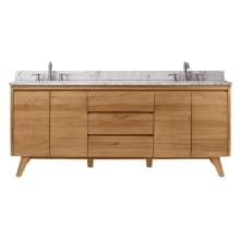 Coventry 73" Free Standing Double Basin Vanity Set with Wood Cabinet and Marble Vanity Top