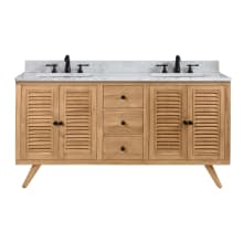 Harper 61" Free Standing Double Basin Vanity Set with Wood Cabinet and Marble Vanity Top