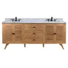 Harper 73" Free Standing Double Basin Vanity Set with Wood Cabinet and Marble Vanity Top