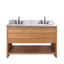 Kai 48" Free Standing Double Basin Vanity Set with Wood Cabinet and Marble Vanity Top