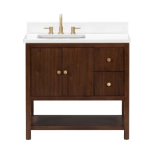 Zoe 37" Free Standing Single Basin Vanity Set with Cabinet and Quartz Vanity Top