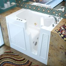 Walk-In Tubs 45-3/4" Gel Coated Whirlpool Bathtub for Alcove Installations with Right Drain, Roman Tub Faucet and Handshower