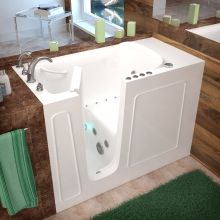 Walk-In Tubs 52-3/4" Gel Coated Air / Whirlpool Bathtub for Alcove Installations with Left Drain, Roman Tub Faucet and Handshower