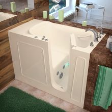 Walk-In Tubs 52-3/4" Gel Coated Whirlpool Bathtub for Alcove Installations with Right Drain, Roman Tub Faucet and Handshower