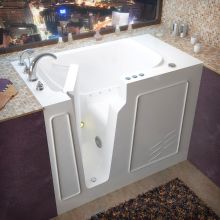 Walk-In Tubs 52" Gel Coated Air Bathtub for Alcove Installations with Left Drain, Roman Tub Faucet and Handshower