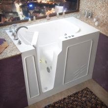 Walk-In Tubs 52" Gel Coated Whirlpool Bathtub for Alcove Installations with Left Drain, Roman Tub Faucet and Handshower