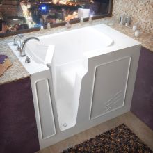 Walk-In Tubs 52" Gel Coated Soaking Bathtub for Alcove Installations with Left Drain, Roman Tub Faucet and Handshower