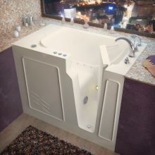 Walk-In Tubs 52" Gel Coated Air Bathtub for Alcove Installations with Right Drain, Roman Tub Faucet and Handshower