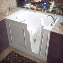 Walk-In Tubs 52" Gel Coated Whirlpool Bathtub for Alcove Installations with Right Drain, Roman Tub Faucet and Handshower