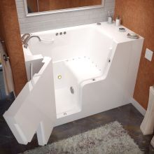 Wheelchair Accessible Tubs 53" Gel Coated Air Bathtub for Alcove Installations with Left Drain, Roman Tub Faucet and Handshower