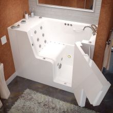 Wheelchair Accessible Tubs 53" Gel Coated Air / Whirlpool Bathtub for Alcove Installations with Right Drain, Roman Tub Faucet and Handshower