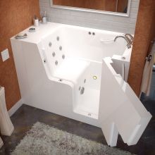 Wheelchair Accessible Tubs 53" Gel Coated Whirlpool Bathtub for Alcove Installations with Right Drain, Roman Tub Faucet and Handshower