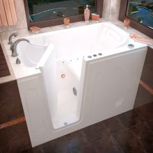 Walk-In Tubs 53-7/8" Acrylic Air Bathtub for Alcove Installations with Left Drain, Roman Tub Faucet and Handshower
