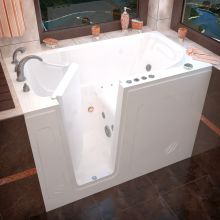 Walk-In Tubs 53-1/2" Acrylic Air / Whirlpool Bathtub for Alcove Installations with Left Drain, Roman Tub Faucet and Handshower