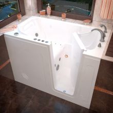 Walk-In Tubs 53-7/8" Acrylic Air / Whirlpool Bathtub for Alcove Installations with Right Drain, Roman Tub Faucet and Handshower