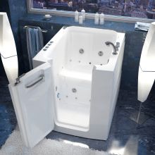 Walk-In Tubs 37-1/4" Acrylic Air / Whirlpool Bathtub for Alcove Installations with Left Drain, Roman Tub Faucet and Handshower