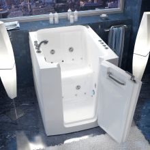 Walk-In Tubs 37-1/4" Acrylic Air / Whirlpool Bathtub for Alcove Installations with Right Drain, Roman Tub Faucet and Handshower