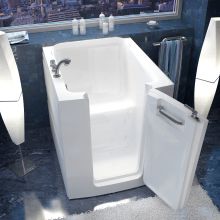 Walk-In Tubs 37-1/4" Acrylic Soaking Bathtub for Alcove Installations with Right Drain, Roman Tub Faucet and Handshower