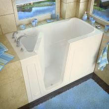 Walk-In Tubs 60" Acrylic Soaking Bathtub for Alcove Installations with Left Drain, Roman Tub Faucet and Handshower