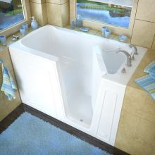 Walk-In Tubs 60" Acrylic Soaking Bathtub for Alcove Installations with Right Drain, Roman Tub Faucet and Handshower