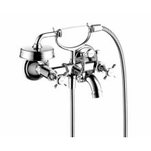 Montreux Wall Mounted Tub Filler with Built-In Diverter and Cross Handles with Hand Shower - Engineered in Germany, Limited Lifetime Warranty