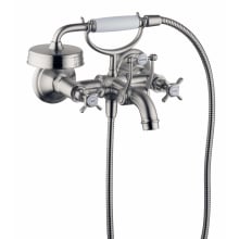 Montreux Wall Mounted Tub Filler with Built-In Diverter and Cross Handles with Hand Shower - Engineered in Germany, Limited Lifetime Warranty