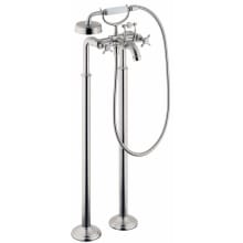 Montreux Floor Mounted Tub Filler with Built-In Diverter and Cross Handles with Hand Shower - Engineered in Germany, Limited Lifetime Warranty