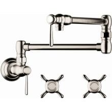 Montreux Wall Mounted Double-Jointed Pot Filler with 24-11/16" Spout Reach Includes Cross and Lever Handles - Engineered in Germany, Lifetime Warranty
