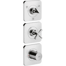 Citterio E Three Function Thermostatic Valve Trim Only with Triple Knob/Lever/Cross Handles and Integrated Diverter