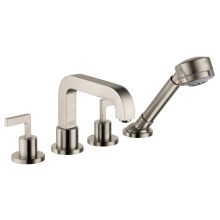 Citterio Deck Mounted Roman Tub Filler with Diverter, Metal Lever Handles, Oversized Spout and 2.0 GPM Multi Function Hand Shower Less Valve - Engineered in Germany, Limited Lifetime Warranty